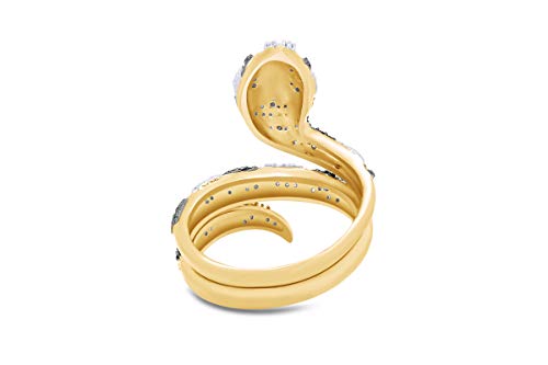 Jewel Zone US Black Natural Diamond Accent Snake Ring in 14k Gold Over Sterling Silver (0.02 Ct)3