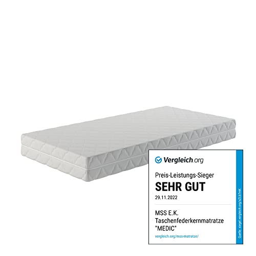 MSS e.K. Medic Taschenfederkernmatratze 90x200 x 20 cm (Kernhöhe 19 cm), 7-Zonen Federkernmatratze mit Komfortschaum und… – Bild 4