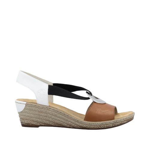 Image of Rieker 624H6 Fanni Women's Wedge Sandals - Lightweight, Comfortable and Supportive - Slip On Sandals with Cushioned Insole and High Wedge for Everyday Stylish Wear