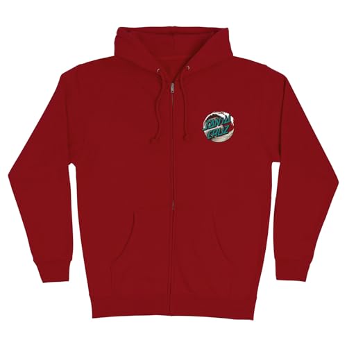 SANTA CRUZ Men's Zip Up Hooded Sweatshirt Wave Dot Skate Sweatshirt