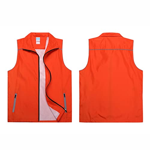 cradling Warnweste Orange Sicherheitswesten Unisex Reflektierende Sicherheitswesten dünne reflektierende Randweste mit Taschen Reißverschluss anpassbare Overalls Sicherheitsweste Cover