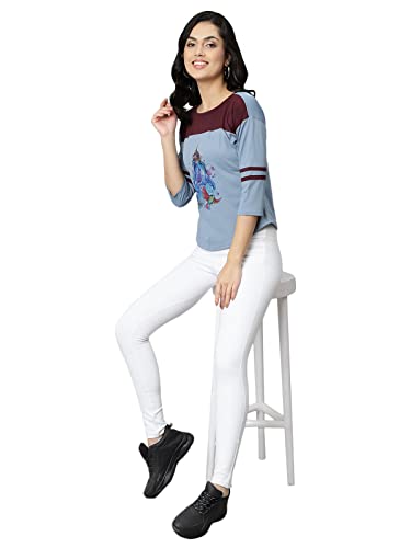 Image of OM SAI LATEST CREATION Women's New 3D Printed Lycra 3 /4 Sleeve Regular Fit Office wear,Casual wear Western Top