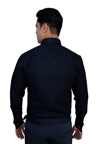 Image of ERAZOR Men's Slim Fit French Cuff Cotton Shirt with Cufflinks (White)- Premium Cufflinks Free
