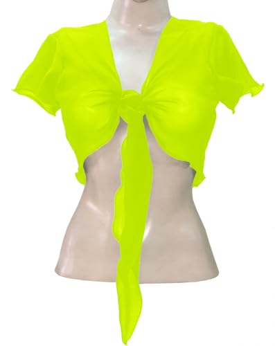 Image of Indian Trendy Women's Chiffon Short Sleeve Tie Top Choli Blouse Belly Dance Gypsy Tie Front Cardigan Tops