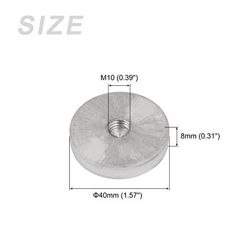 METALLIXITY Solide Aluminium Disque (M10x40mmx8mm) 4Pcs, Verre Table Haut Adaptateur Aluminium Cercle Disque - pour Thé Bar, et Autres Verre Meubles Accessoires – Image 3