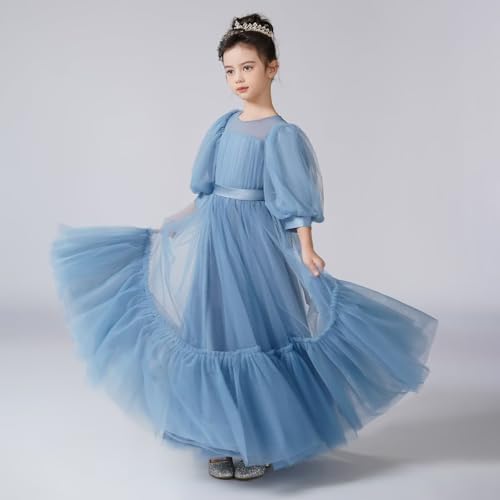 dideyttawl Girls Formal Dresses Size 4-16 Full Length Tulle Flower Girl Dress for Wedding Junior Bridesmaid Dresses for Girls4