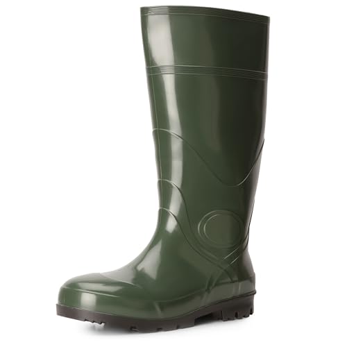 Ladeheid Gummistiefel Herren hoch Erwachsene wasserdichte Regenschuhe LA-914 (Grün, 44 EU)