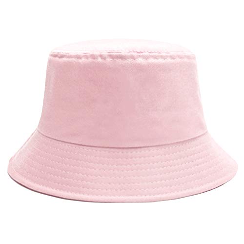 Image of Bucket Hat for Women Men, Reversible Cotton Summer Sun Beach Cap Solid Color Style