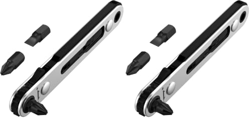 Image of Bates- Mini Ratchet Wrench, 1 /4 inch Magnetic 90 Degree Screwdriver, Black, Low Profile Right Angle Screwdriver for Tight Spaces (Pack of 2)