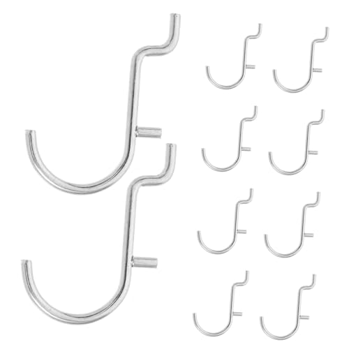 WHAMVOX Pegboard Hooks Assortment 10pcs Stainless Steel Hooks for Storage Garage Workshop Kitchen Bedroom Easy Install
