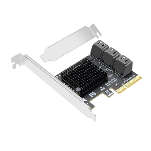 Buacoz 6 Port PCIe X4 to SATA 3.0 Expansion Card, Internal SATA Adapter for Desktop PC, Supports SSD/HDD Bootable System Drives, Plug and Play (Driver-Free)