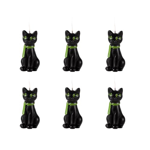 6pcs Halloween Black Cat Shaped Candles