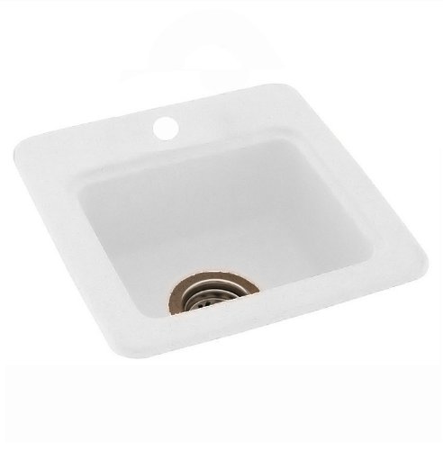 Swanstone BS01515.010 Solid Surface 1-Hole Dual Mount Single-Bowl Kitchen Sink, 15-in L X
