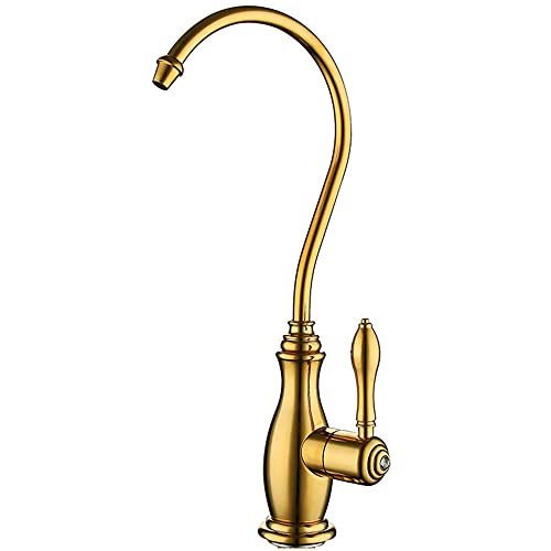 Grifo de cocina con filtro de agua potable, grifo dorado para fregadero de cocina con rotación de 360 grados, filtro de agua potable de ósmosis inversa, grifo de cocina