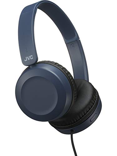 JVC On Ear Lightweight Headphones (HA-S31M) with Powerful Sound, Integrated Remote & mic for Smartphones (Blue)