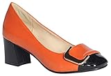 ANN CREEK 'Angela' Pump Shoes Orange Heels for Women Orange Pump Shoes Dressy Low Heel Dress Shoes Square Toe Pump Heels Low Heel Pumps Two Tone Chunky Heel Pumps Block Heels Office Shoes Orange - 6.5