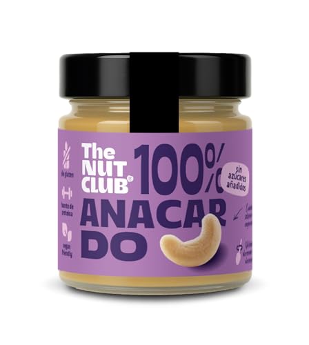 The Nut Club Crema de Anacardo 180 g - 100% Natural, Vegana, sin Azúcares Añadidos, sin Gluten y sin Cacahuete - Textura Cremosa Ideal para Untar, Desayunos y Postres