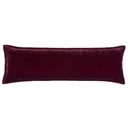 Image of HiEnd Accents Stella Faux Silk Velvet Garnet Red Long Lumbar Pillow