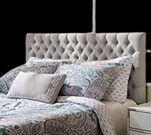 Spring Well Colchester,Plush Velvet Fabric Upholstered Headboard 26'' Heights in Sizes 3ft 4ft 4ft6 5ft (4ft6 double, Cream)