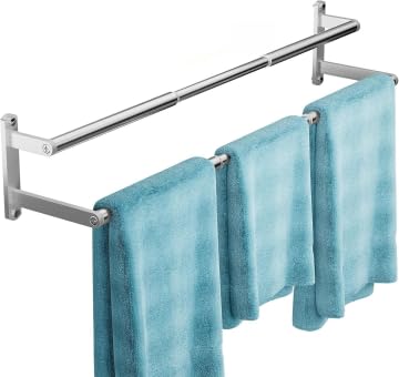 Yirilan Towel Rail Extendible 43-72 cm Double Towel Rail Stainless Steel