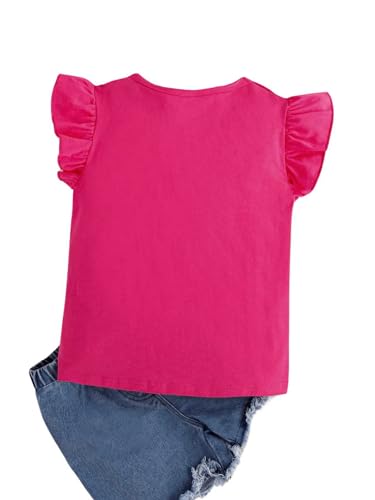 Floerns Girl's Casual Bow Front Ruffle Trim Cap Sleeve Crewneck Tee Shirt2