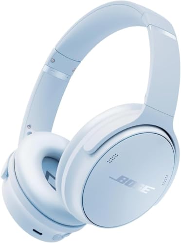 Image of Bose QuietComfort Headphones - Wireless Bluetooth Headphones, Active Over Ear Noise Cancelling and Mic, Deep Bass Bundle + Desktop Headphone Stand + Green Extreme Dual Wall Charger (Ice Blue)