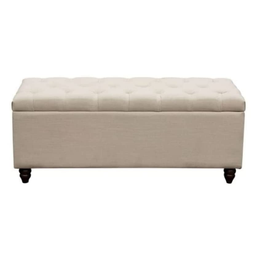 HOMECREST Park Ave Tufted Storage Ottoman Bench pouffe Puffy Couch 2 Seater Sofa for livingroom Bedroom (Beige)