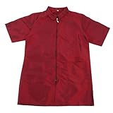 WATIIFUFU Kurzarm Grooming Uniform Damen für Haustierpflege Jacquard Polyester Pflegekleidung für Tierladen Berufsbekleidung Komfortabel Strapazierfähig in Zimtrot