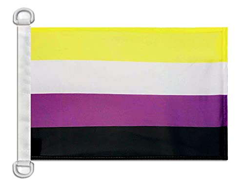 AZ FLAG Bootsflagge Non-Binary Stolz 45x30 cm, Aussenverwendung - Genderqueere Bootsfahne Aus Gestricktem Polyester Mit Plastikringen