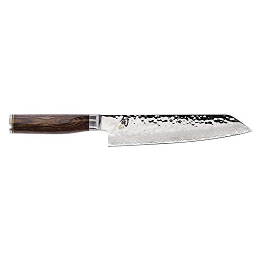 Shun Faca Kiritsuke Premier Cutlery de 20 cm, faca do chefe mestre, ideal para preparação geral de alimentos, autêntica, faca japonesa feita à mão, faca de chef profissional, prata