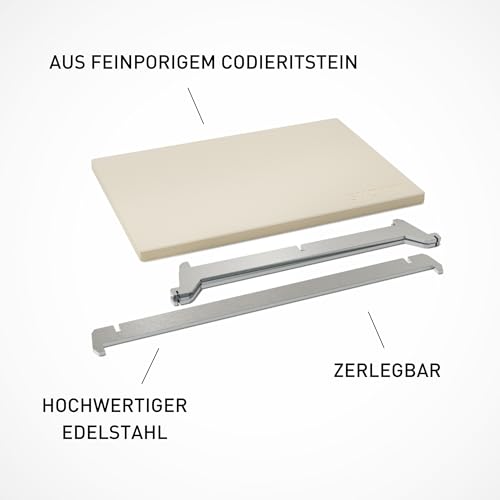 SKOTTI Stone, Pizzastein inkl. Edelstahl-Halterung für SKOTTI Grill, ideal für knusprige Backergebnisse - Skotti Grill Zubehör