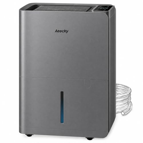 Image of AEOCKY 50 Pint /Day Compressor Dehumidifier, 3500Sq.Ft for Basement, Home, Bedroom, Bathroom, with Drain Hose, 0.8 Gallon Water Tank Capacity, Intelligent Humidistat, Quiet