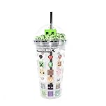 Minecraft Tumbler with 3D Creeper – 480 ml Dome Soda Cup with Removble Straw | Official Minecraft Design with Size 24x10 cm | BPA-Free Plastic | Fun Gamer Drinkware for Kids