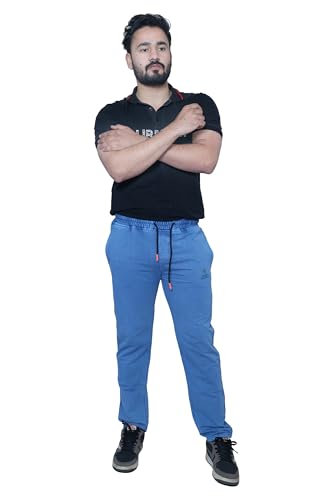 Image of BLACK SOLITAIRE Black Color Regular Fit Cotton Lycra RFD Finish Cargo Straight Jeans Style with Elasticated Waist Track Pant for Men.-TR-SMPL-P