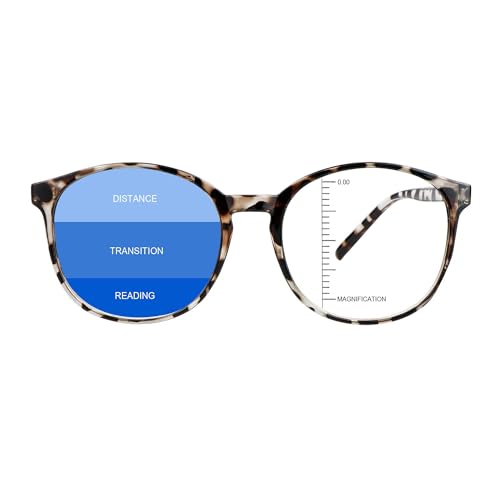 Image of Vintage Round Progressive Multifocal Presbyopic Glasses, Blue Light Blocking Glasses for Men Women Readers (Leopard,+0.00 /+1.00 Magnification)