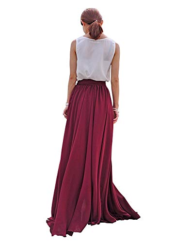 Diydress Women's Beautiful Bow Tie Summer Beach Chiffon Prom Party Skirts High Waist Maxi Skirt4