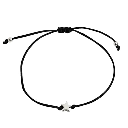 Dumhuts Bracelet pour Femme en Macramé avec Étoiles Argentées, Taille Réglable, Artisanal, Idéal pour Cadeau, Livré dans un Sac à Bijoux - Parfait pour Anniversaires et Autres Occasions Spéciales