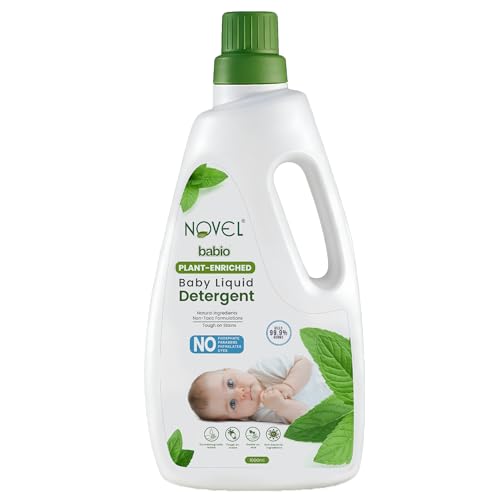 Image of Novel Plant Enriched Baby Liquid Detergent | with Neem & Coconut Cleansers | No Phosphates, Sulphates, Parabens, Phthalates & Dyes | pH Balanced | IFRA Allergen-Free Fragrance (Bottle - 1L)