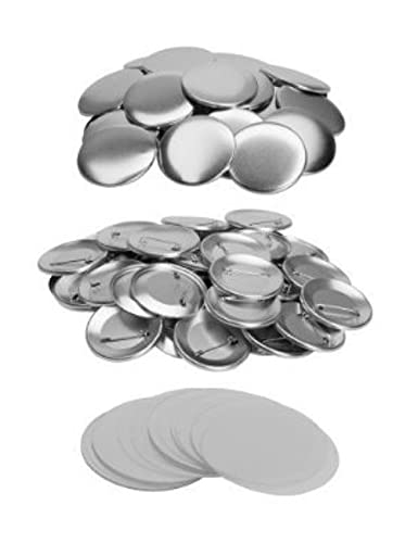 Uvimark | 100 Consumibles completos de chapas para hacer, recambios de chapas con alfiler montado y plástico protector para máquinas B150, F300, B500 y B700. Chapas, (Chapas Alfiler 59 mm)