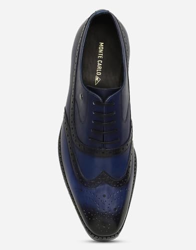 Image of Monte Carlo Mens Solid Lace Up Genuine Leather Formal Brogue Shoes (201826FW)