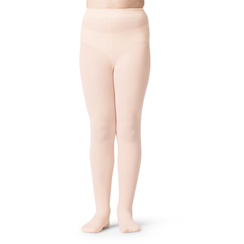 Image of Silky Toes Girls Opaque Microfiber Tights 1-2 Pairs Black White or Colored Nylon Stockings for Kids - ballet footed tights