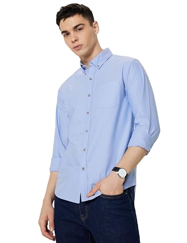 Image of Symbol Premium Men Stylish Solid All Day Fresh Buttondown Casual Shirt - Regular Fit | Plain | Full Sleeve | Cotton Semi Formal Wear (Available in Plus Size & Combo Pack)