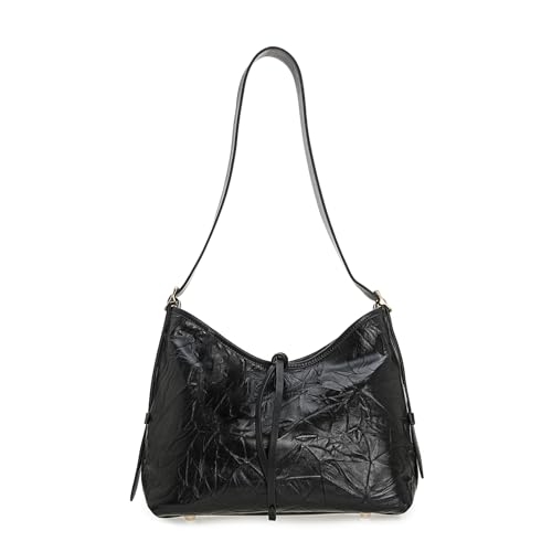 Women's Pleated Cowhide Single Shoulder Crossbody Bag
