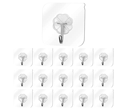 Image of NVF Hooks for Wall,Pack Adhesive Hooks for Wall Heavy Duty, self Adhesive Hook, Wall hangings, Kitchen Accessories Items, Clothes Hanging, Sticky Photo Frame Hangers, Strong Hanger (15)