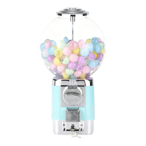 SHIOSH ガチャガチャ 本体 ガチャマシン レトロ 機械 100円硬貨用/コインは不要 楽しいカプセルマシン ガチャマシーン ドーム型 カプセルマシン 業務用 家庭用 楽しいカプセルマシン 幼稚園教育機関向けギフトマシン カプセル200個付き (淡い青