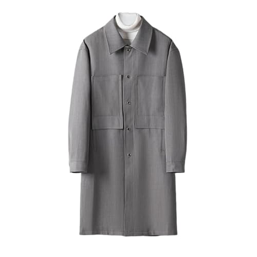 Trench coat gris pour homme de style britannique à col montant pour le printemps automne taille XS