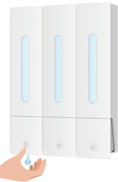 Umimile シャンプーディスペンサー マグネットディスペンサー 大容量 壁掛け 400ml 詰め替えボトル 簡単取り付け 洗面所 浴室などに適用 (3, ホワイト)