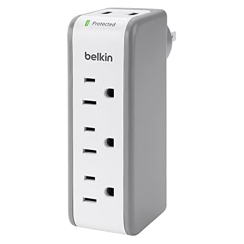 Belkin Wall Mount Surge Protector w/ 3 AC Outlets & 2 USB Ports Cover