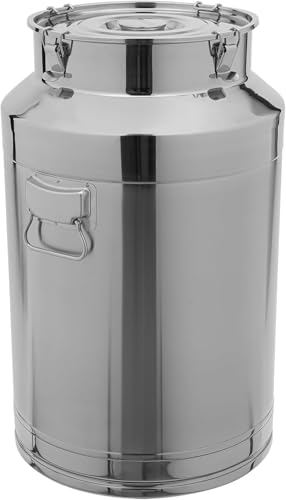 Bidón de Leche de Acero Inoxidable, bidón de Leche de 20 galones con Tapa sellada, Cubo para Leche, Vino o Agua, 76 litros.