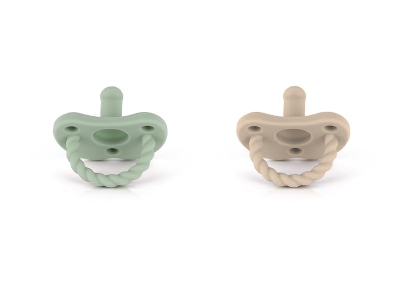 Image of Sweetie Pacifier Soother Baby Silicone Baby Pacifier Soft Silicone Certified BPA Free Set of 2 (Light Green - Light Brown)